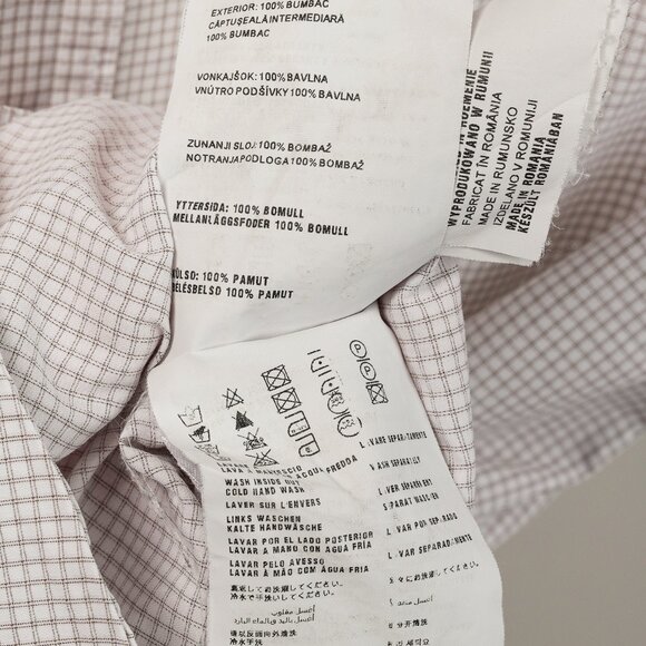 Prada 2015 Small Check White & Taupe Cotton Button-Up Oxford - Picture 13 of 14